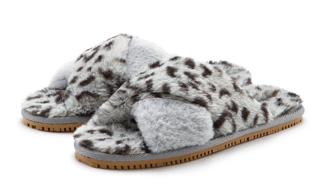 LASCANA Hausschuh »Mule, Sandale, offener Schuh, Pantolette, Pantoffel,«  mit Leo Print VEGAN