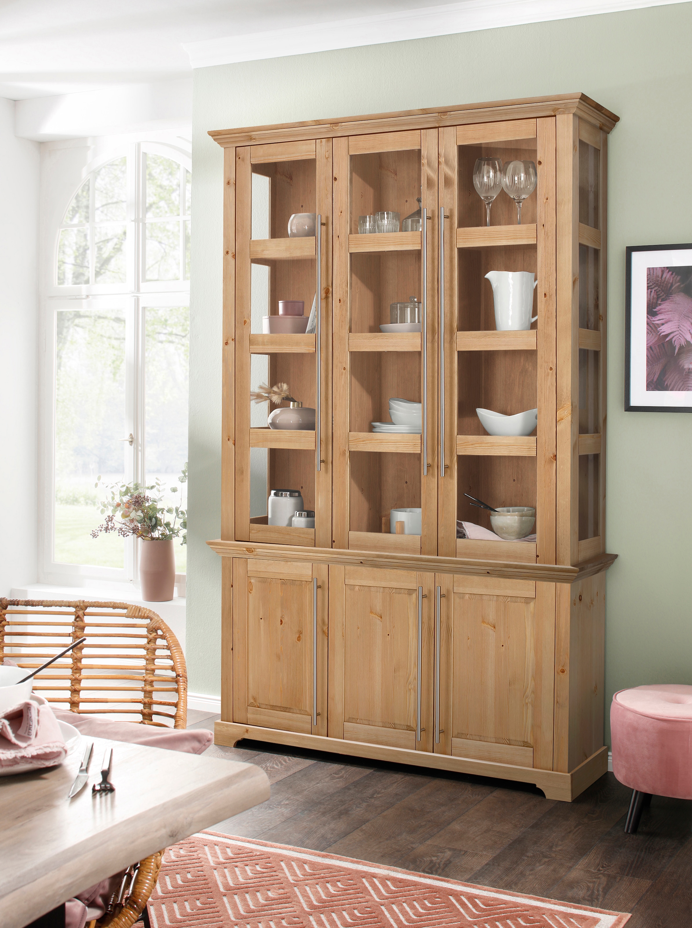 Home affaire Vitrine »Meliss« aus massiver Kiefer, FSC® zertifiziert, Breite 132 cm