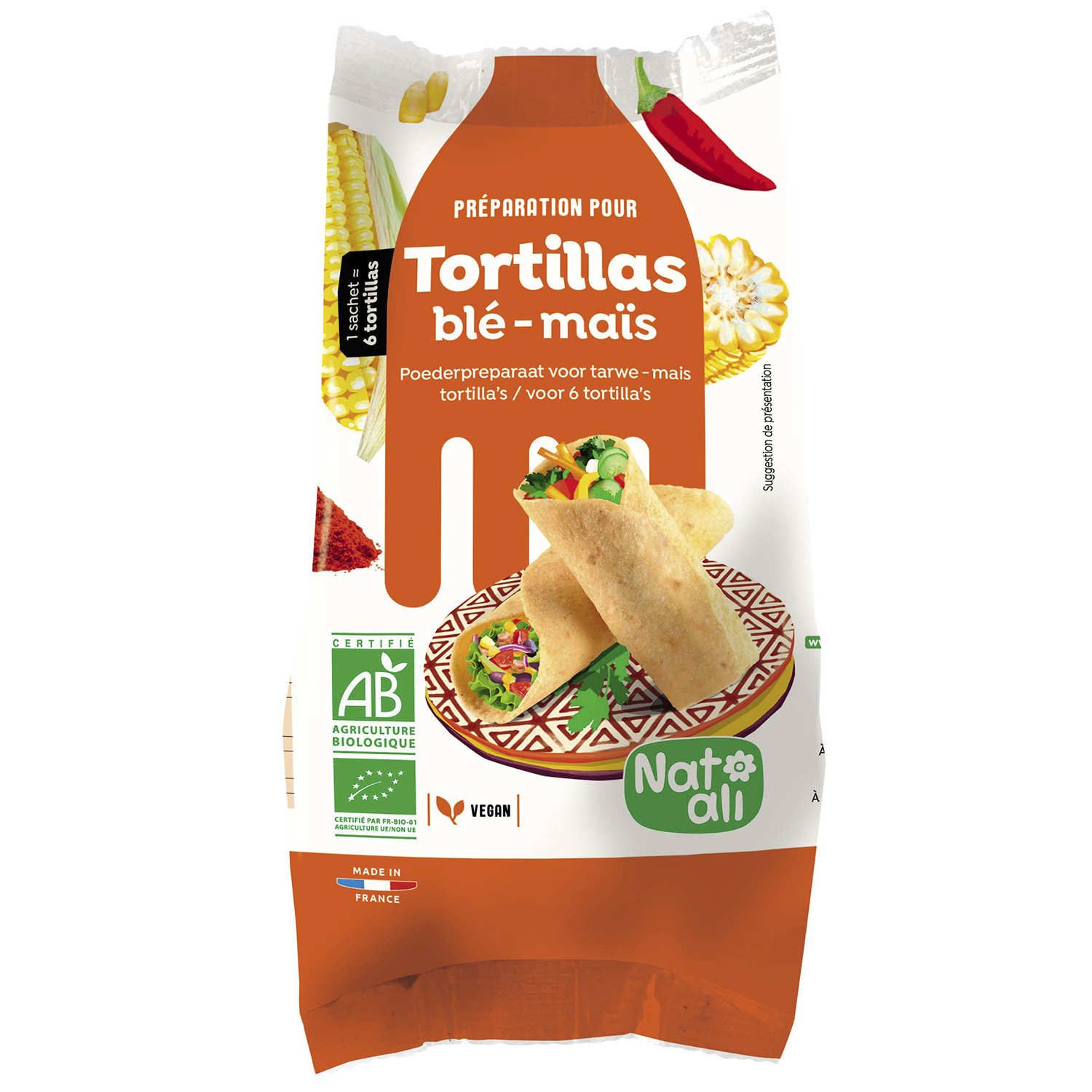 Préparation bio pour tortillas au blé et au maïs