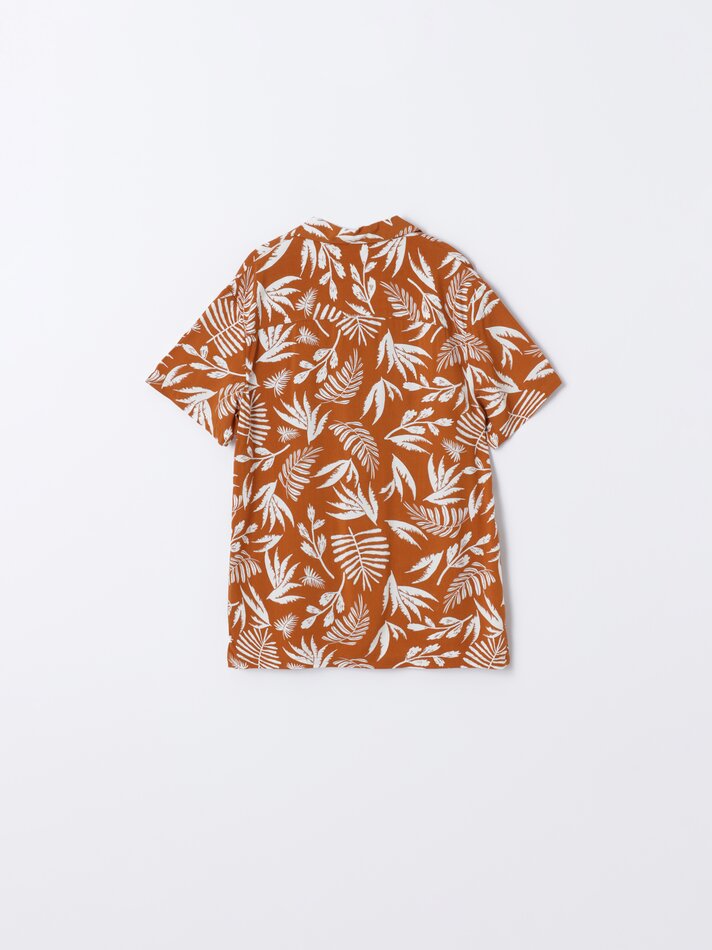 Camisa estampada para resort - Bege