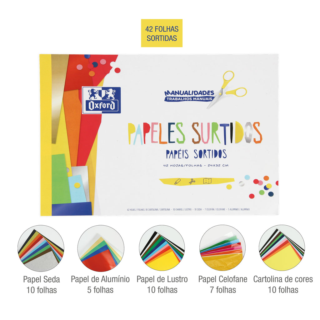 Bloco A4 42 Folhas Papeis Sortido Oxford