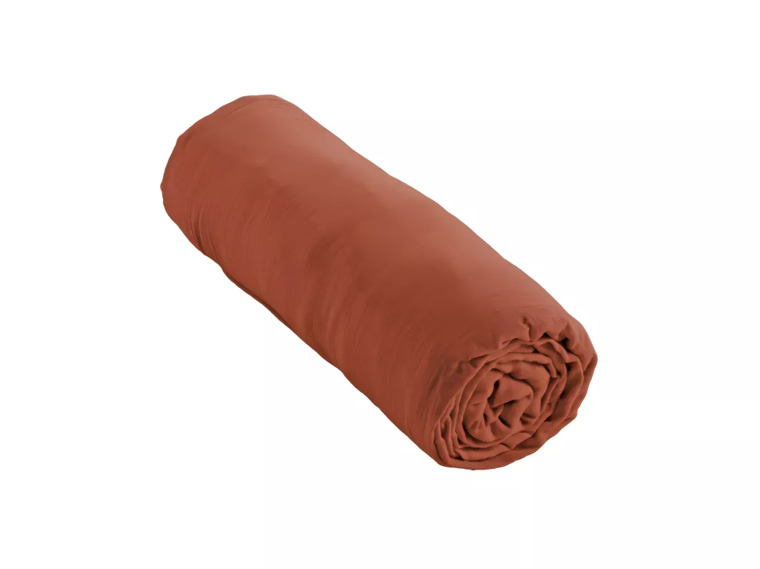 Drap plat 240 x 300 cm en double gaze de coton terracotta - PEPA