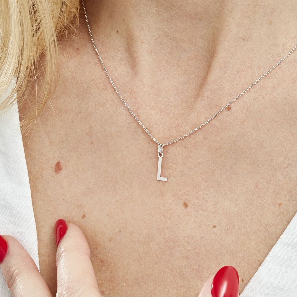 Pendentif Ionia Lettre Or Blanc
