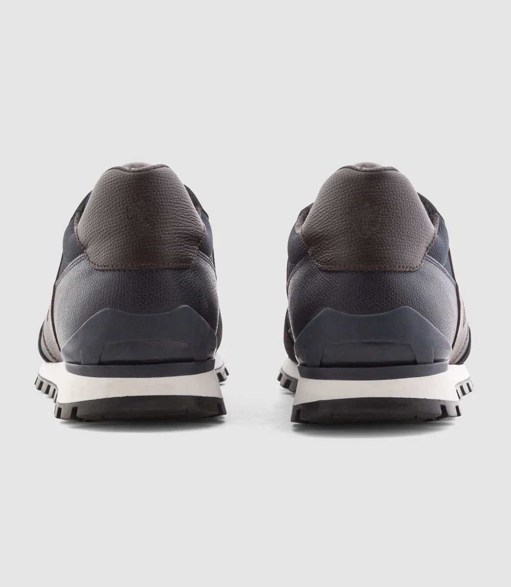 Sneakers bi-matière cuir marine 