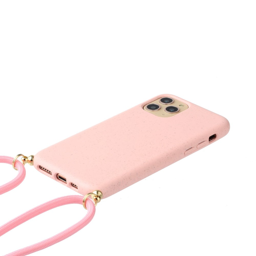 iPhone 15 Pro Max Necklace Bio Gummi Case Hülle Eco Friendly Nachhaltig Kompostierbar   Handykette (150cm) - Rosa