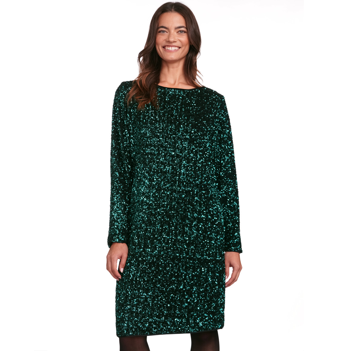 Gina Benotti Damen Paillettenkleid dunkelgrün