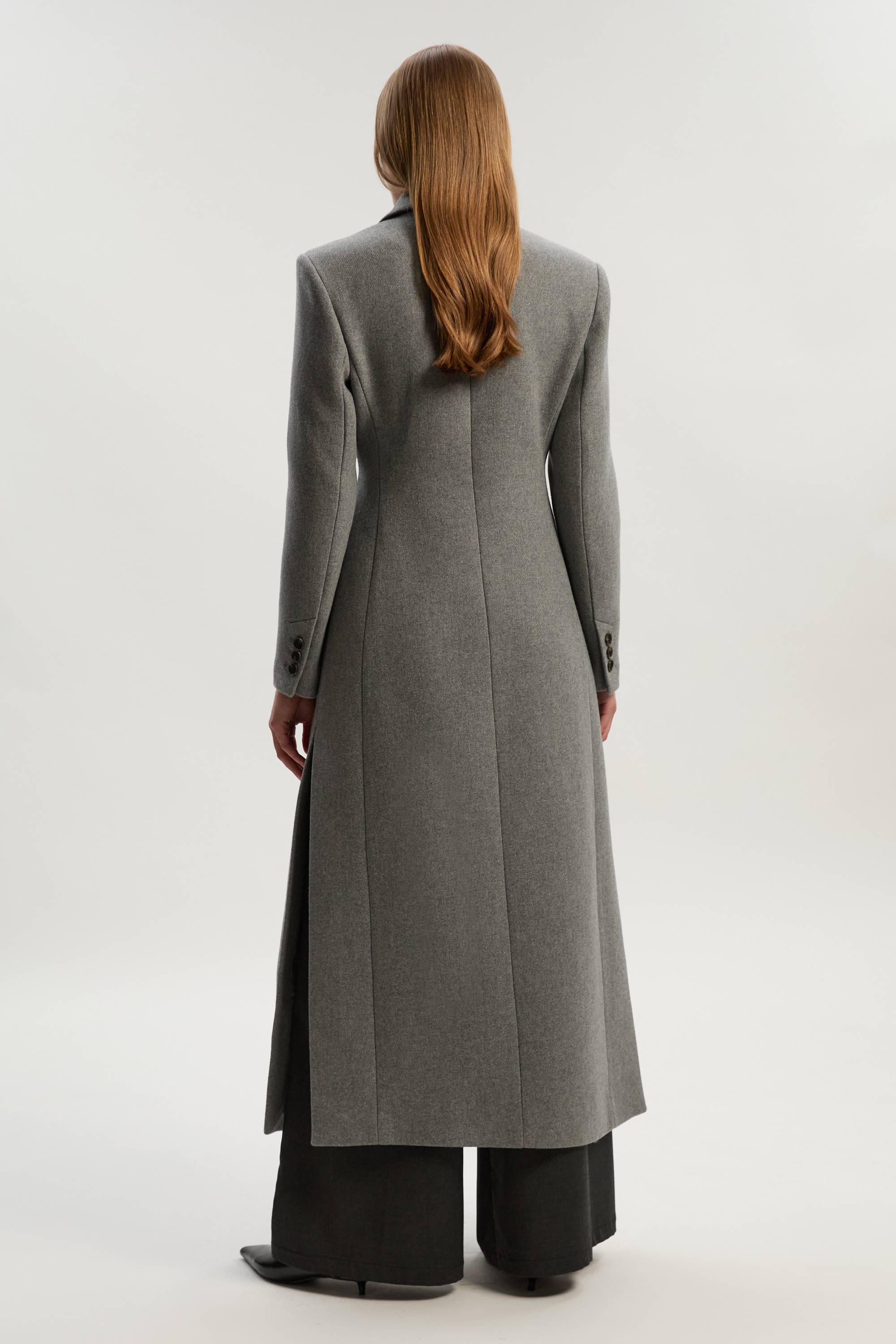 KarenMillen Manteau Maxi Cintré en Laine Double Boutonnage