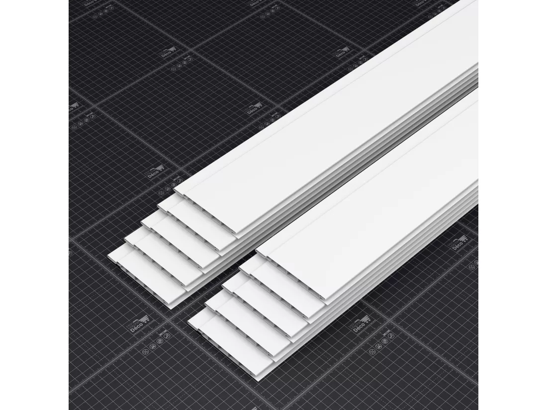 Lambris PVC 100 mm - Lot de 10 Lames - Blanc - 2.60 m, 2600 x 100 x 8 mm (2,60 m²)