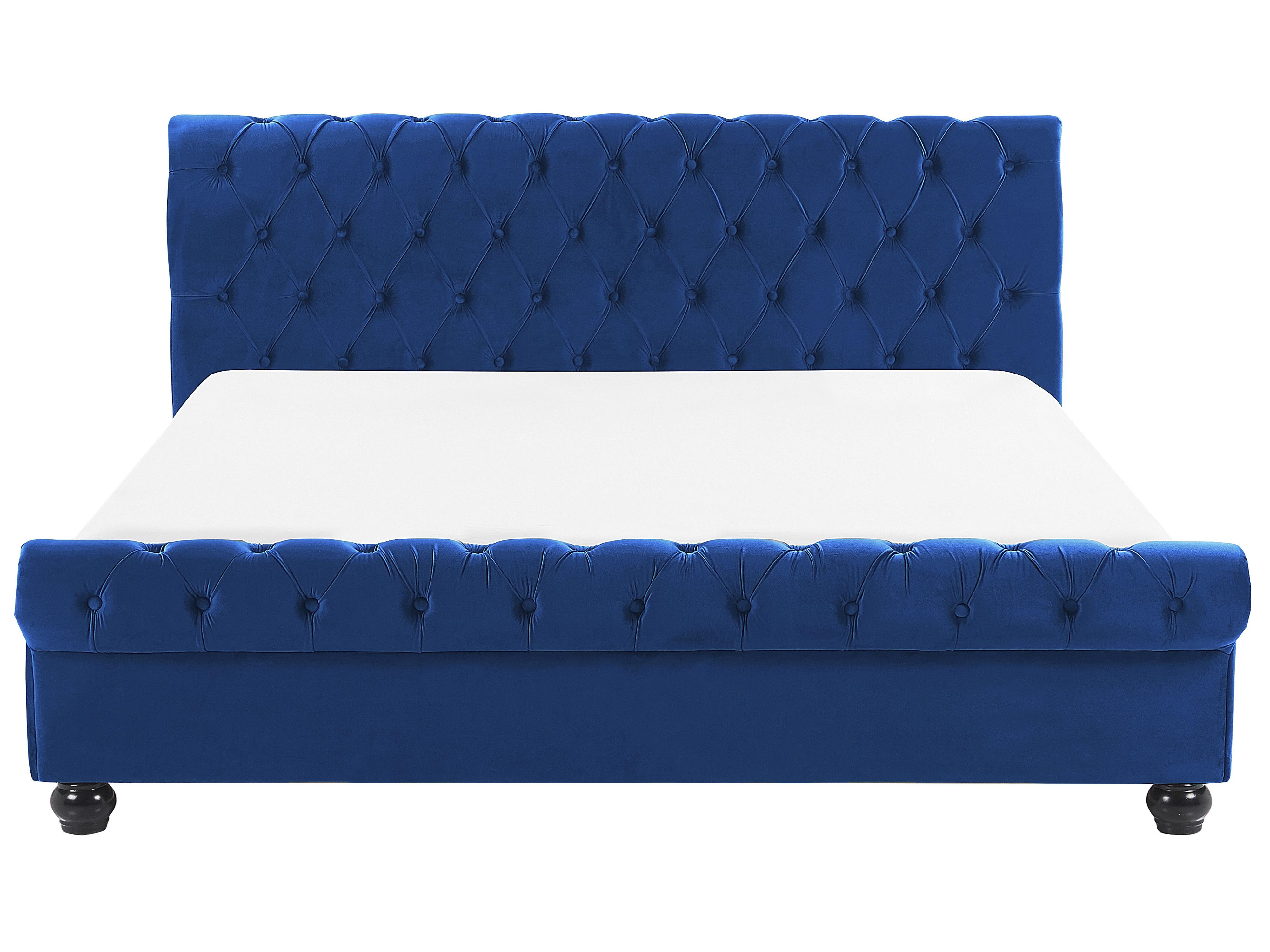 Bed Fluweel AVALLON 180 x 200 cm Marineblauw