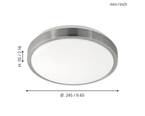 LED plafondlamp 18W 2000 lm 3000 K Ø 24,5 cm Competa wit/nikkel/mat