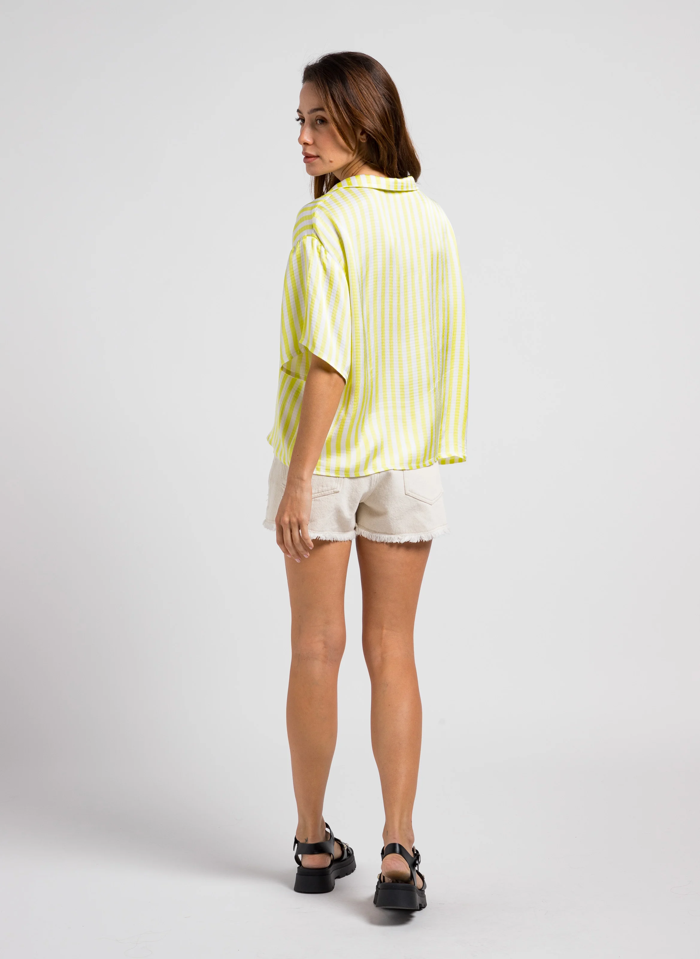 TINEBOROW - Short taille haute en coton recyclé | Beige