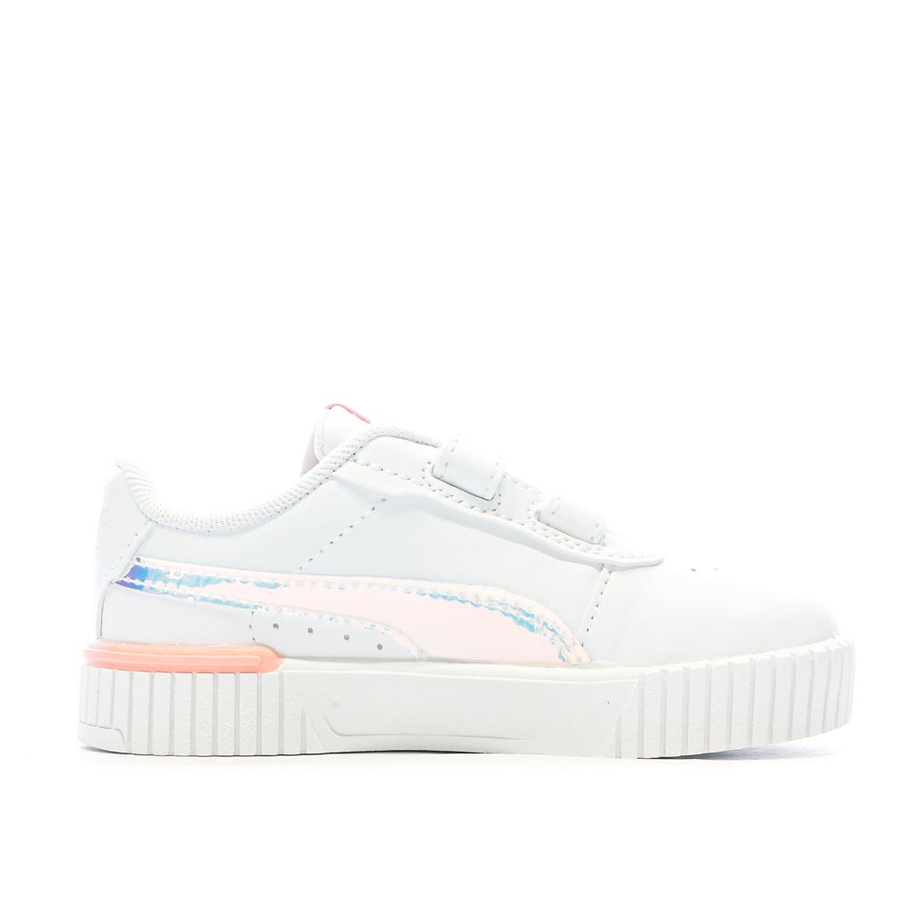 Puma Baskets Blanche/Rose/Argent Fille Puma Carina 2