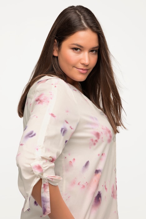 Bluse, Oversized, V-Ausschnitt, 3/4-Arm, Biobaumwolle