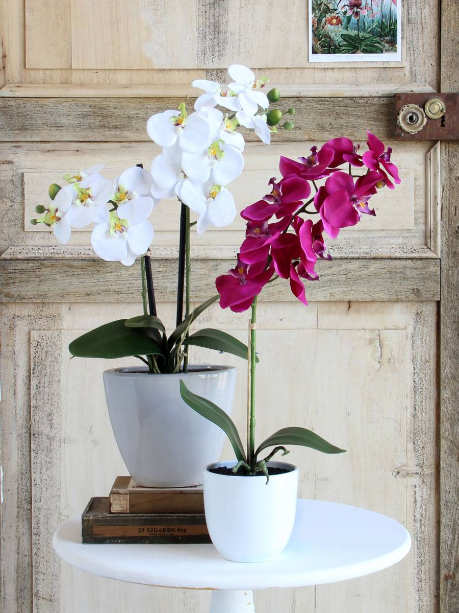 Mica decorations - orchidée artificielle violette en pot h60