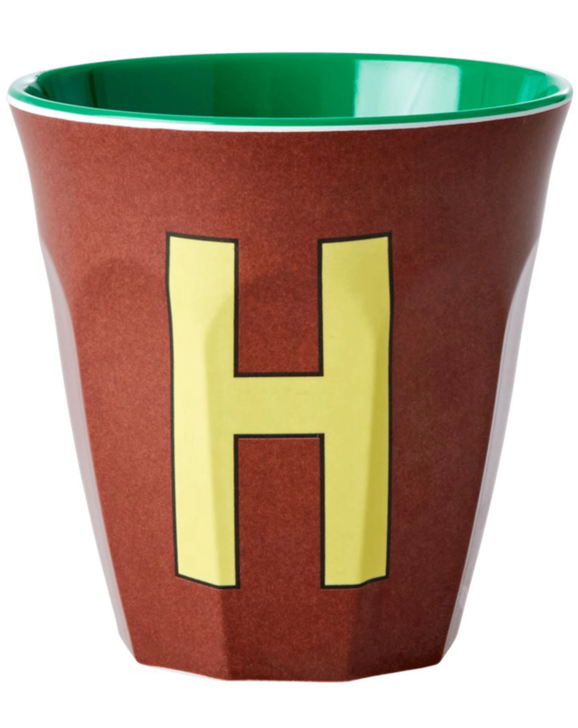Melamin-Becher LETTER H - MEDIUM in brown