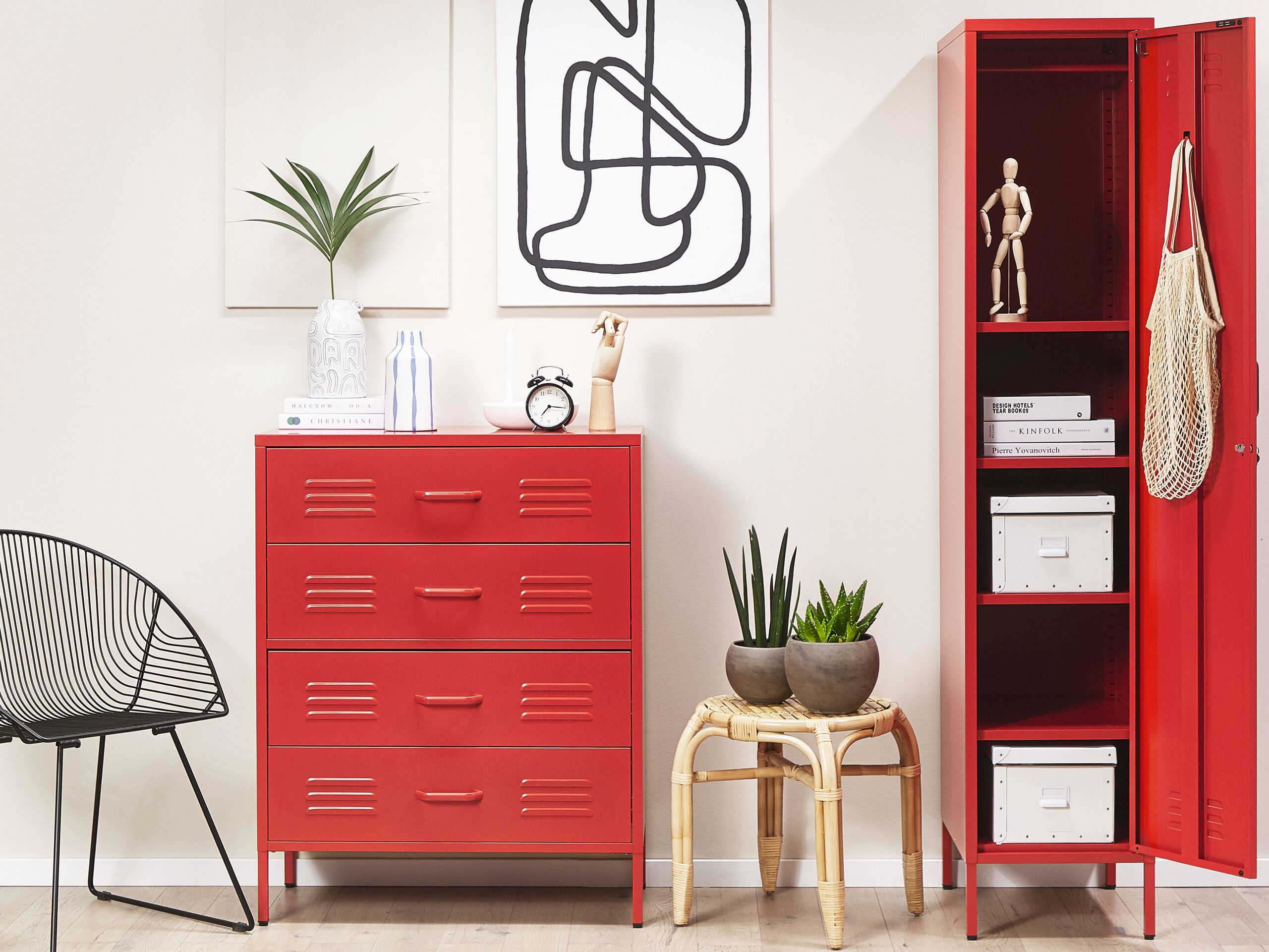 Beliani - ENAGO - Commode - Rood - Staal