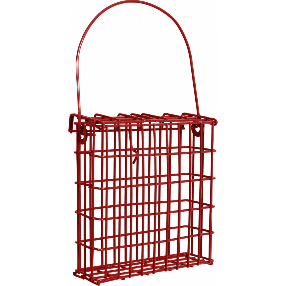 Support pour pain de graisse en métal rouge pour oiseaux.