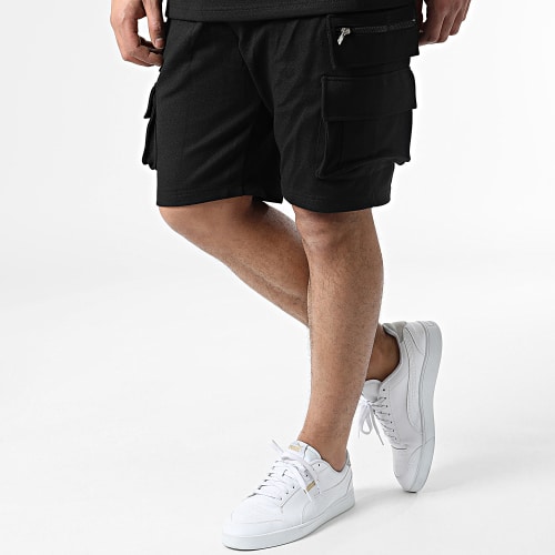 Ensemble Tee Shirt Et Short Cargo LL605 Noir