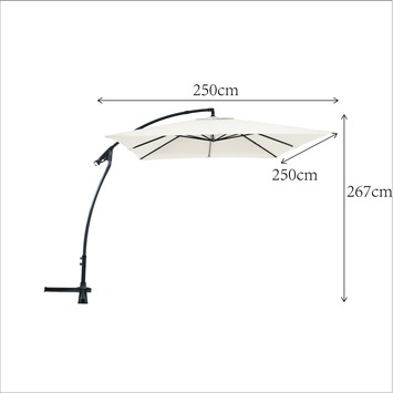 Zweefparasol Florida Vierkant Ecru 250x250 cm