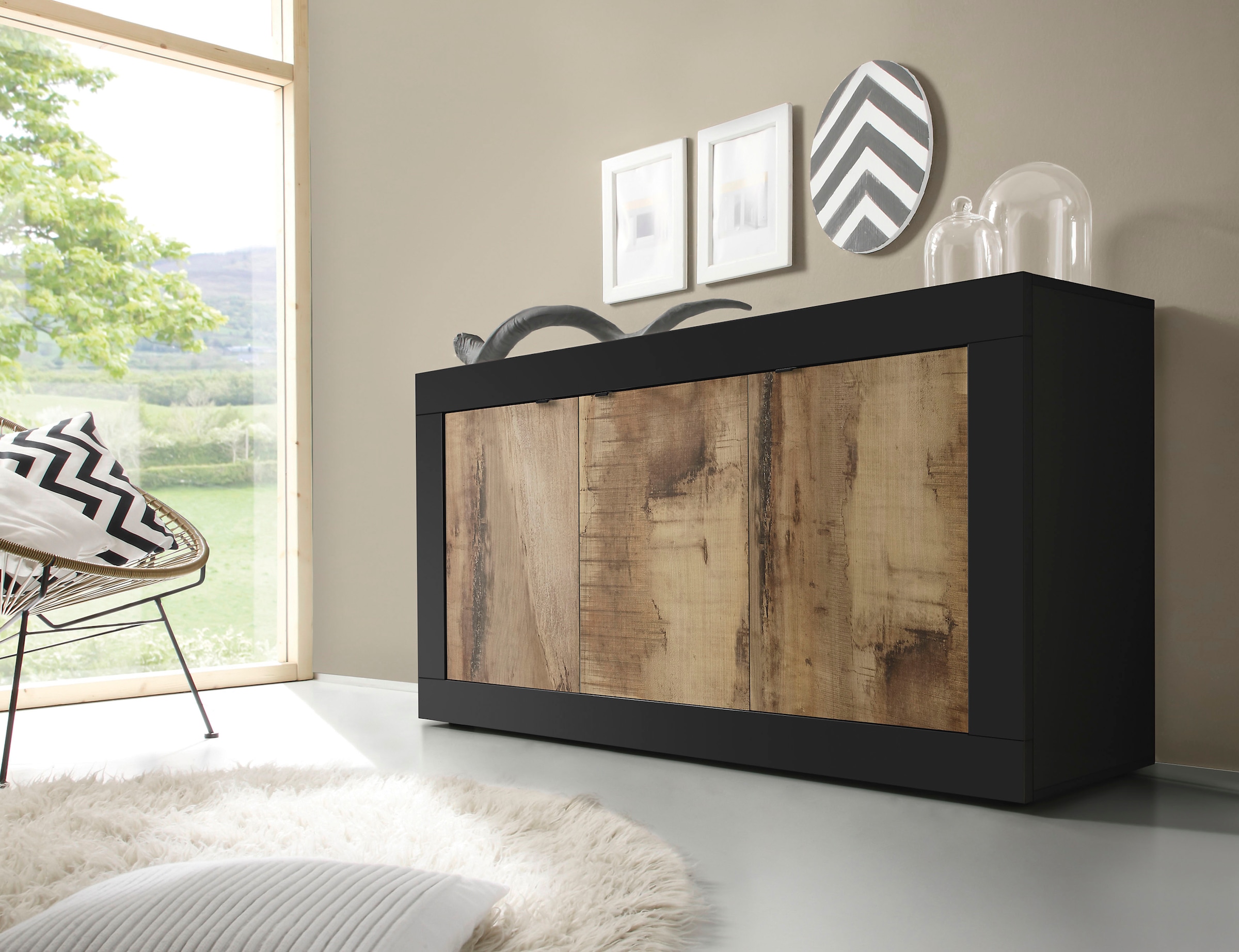 INOSIGN Sideboard »Basic Breite 160 cm, Kommode 3 Türen, Anrichte,« Metallgriff, moderne Rahmenoptik, viel Stauraum, Farbauswahl