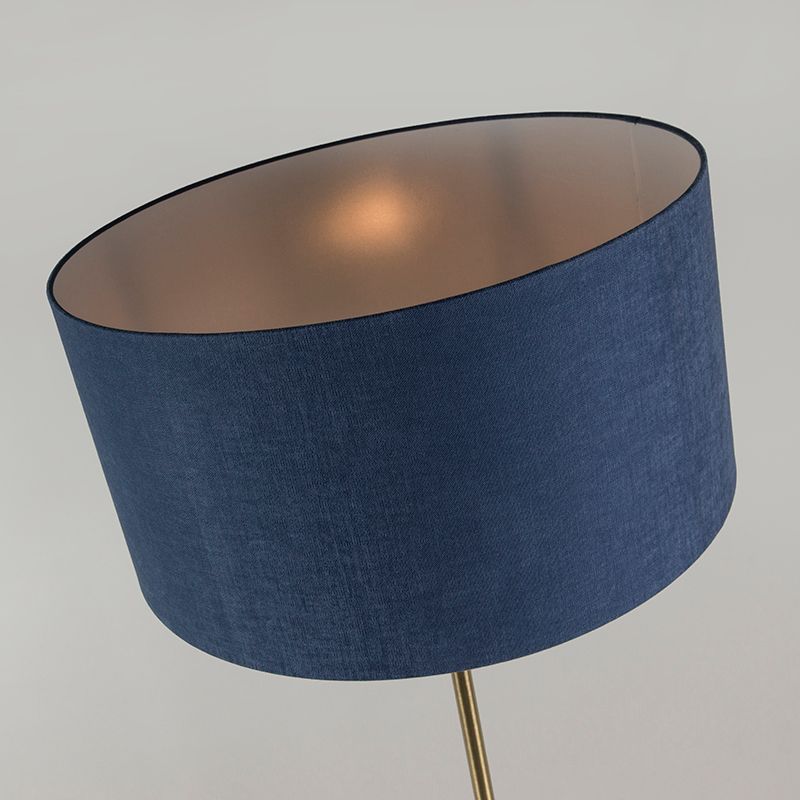 Vloerlamp messing met blauwe kap 50 cm - Kaso