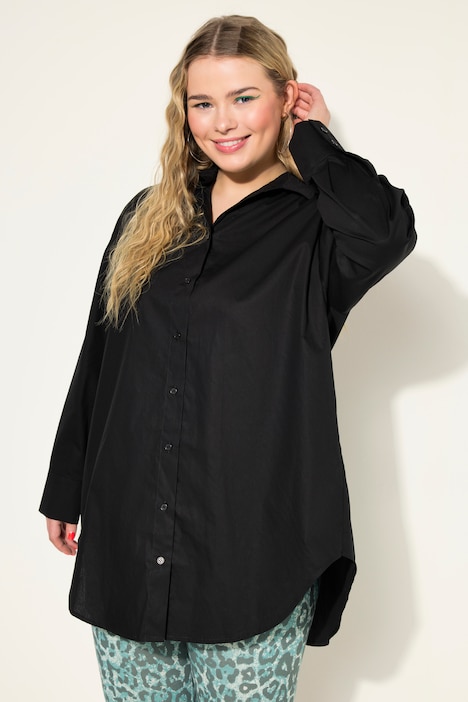 Bluse, oversized, Rücken-Knopfleiste, Langarm