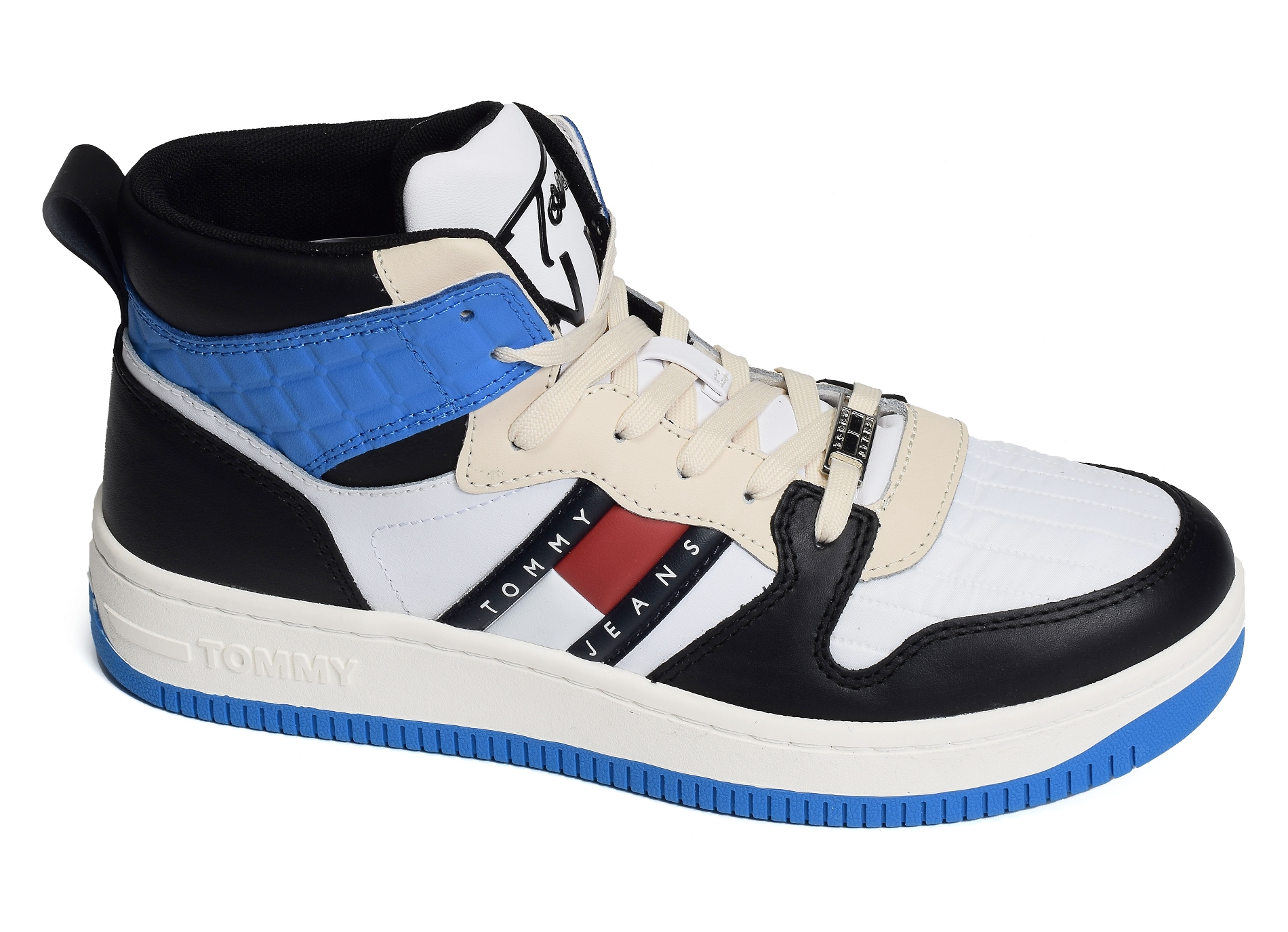 Mid cut tommy jeans basket 1075 blanc bleu