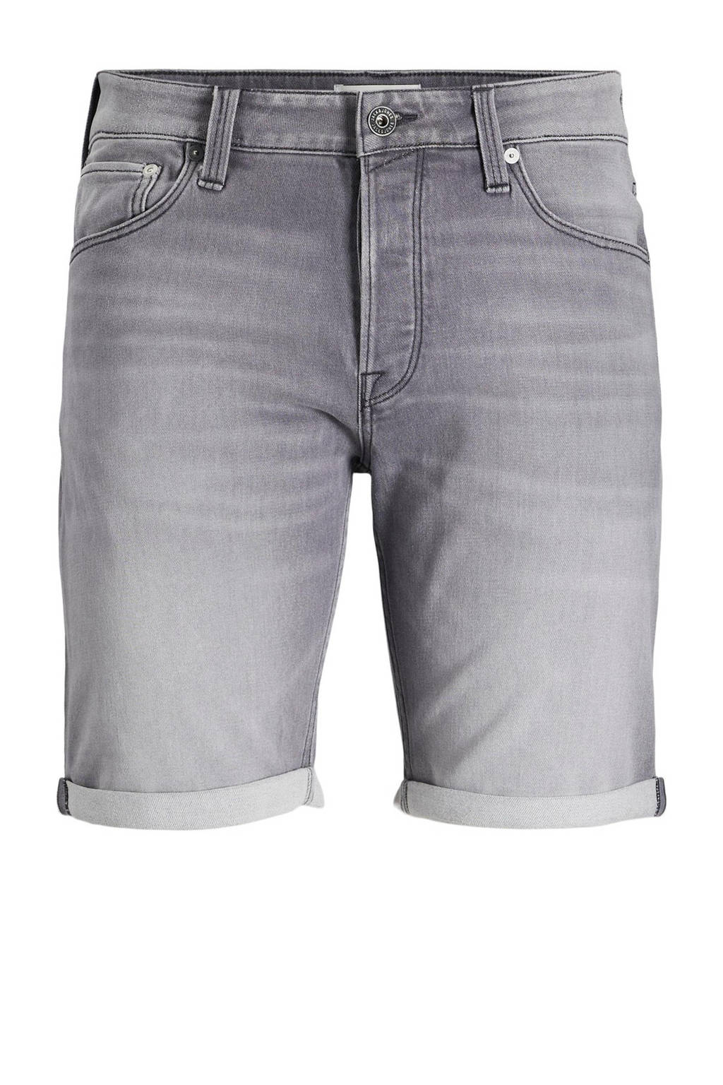 JACK & JONES regular fit jeans bermuda JJIRICK grijs