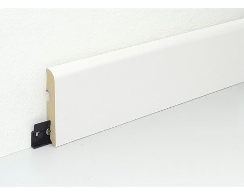 Plint, witte folie-afwerking, FU077L, 15x80x2400 mm, witte folie-afwerking