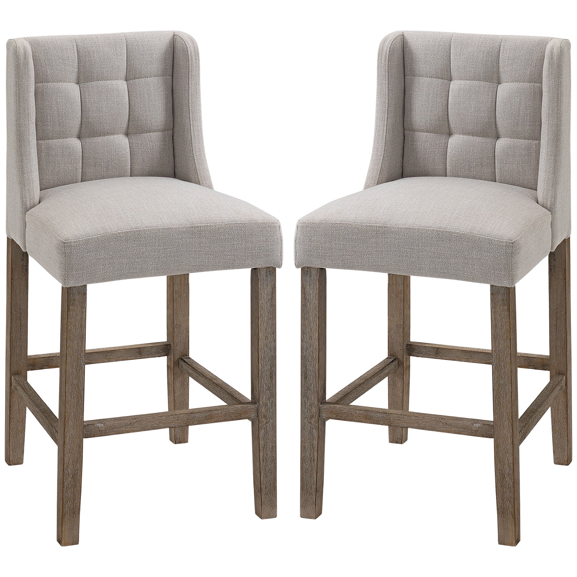 HOMCOM Barhocker 2-er Set, Gebogene Federn Beige 47 x 50 x 101 cm (BxTxH)
