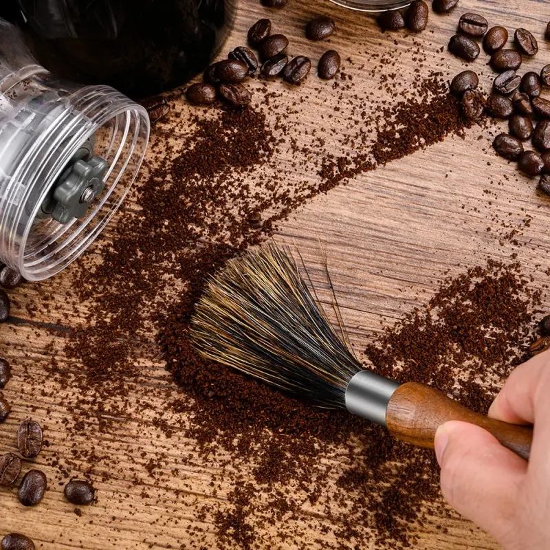 Kaffee Grinder Reinigungs Pinsel Siebträger Bürste Barista Espresso Maschinen Pinsel mit Holz Griff   Schlaufe