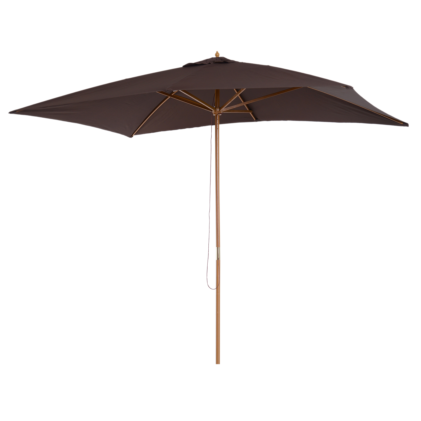 Guarda-sol de jardim Outsunny 2x3x2,5m em madeira com cobertura ventilada e manivela, impermeável, ideal para pátio, varanda e áreas externas, cor café.