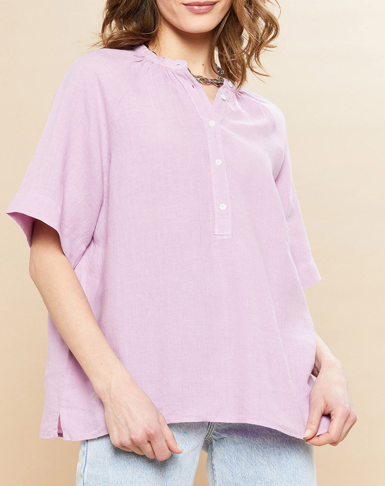 Hartford Blouse 100% Lin Colibri orchidée
