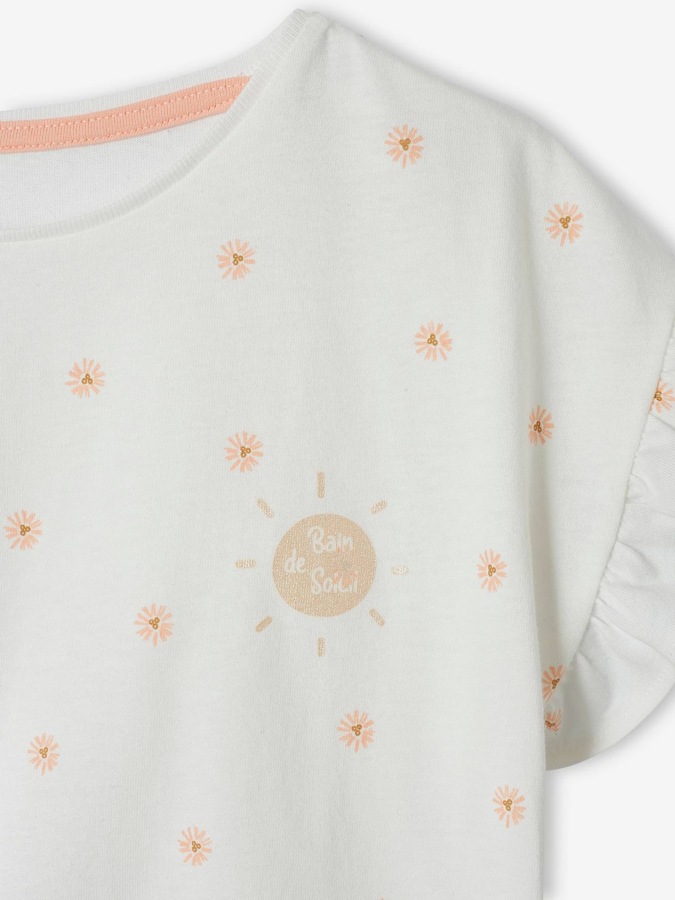 Conjunto de camiseta e shorts em chiffon de algodão azul marinho para meninas.