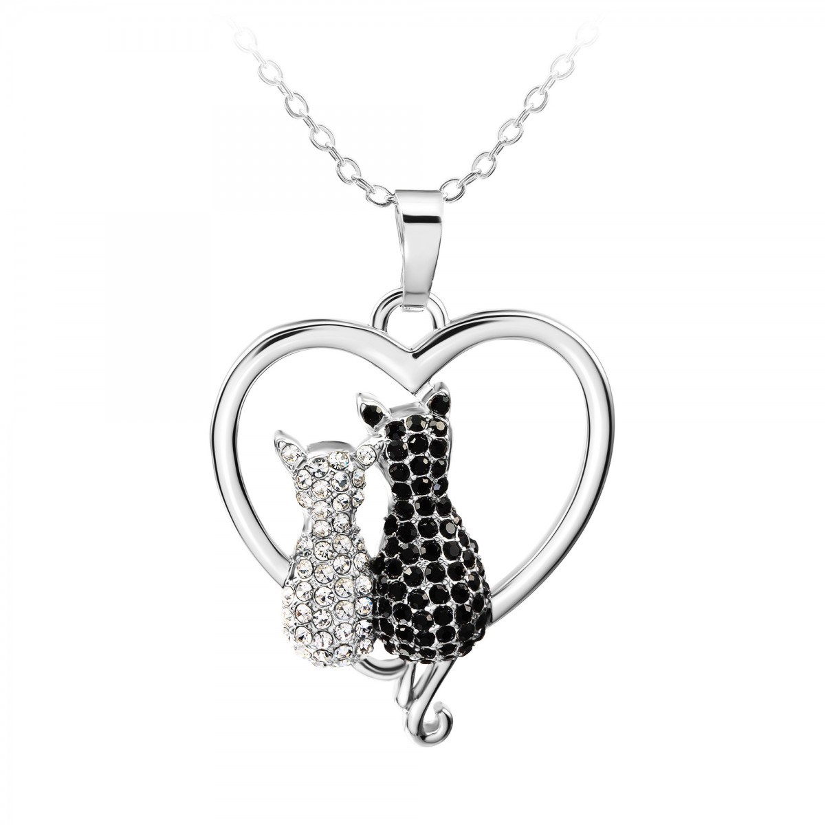 Collier chats SC Crystal orné de cristaux scintillants