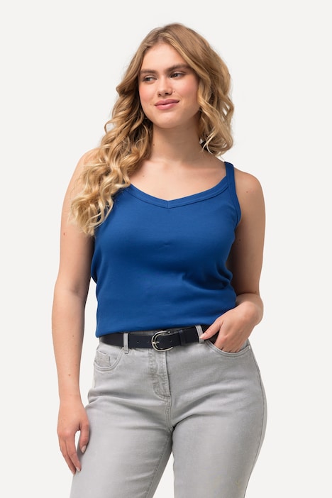 Ripptop, Slim, V-Ausschnitt, ärmellos, schmale Träger