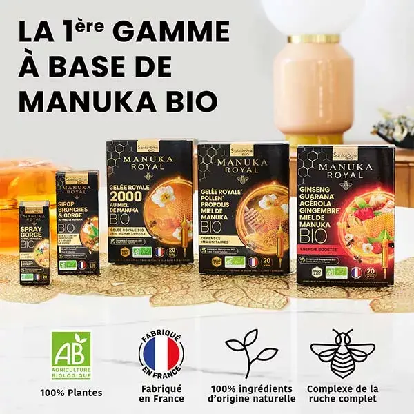 Santarome Organic - Xarope para os brônquios e garganta com mel de Manuka orgânico - 125ml