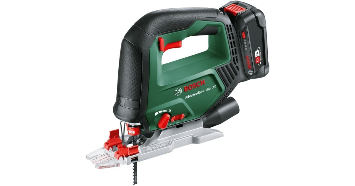 BoschAccudecoupeerzaag AdvancedSaw 18V-140 - 1x 2,0 Ah accu  (Groen, POWER FOR ALL ALLIANCE, Accu en oplader inbegrepen)