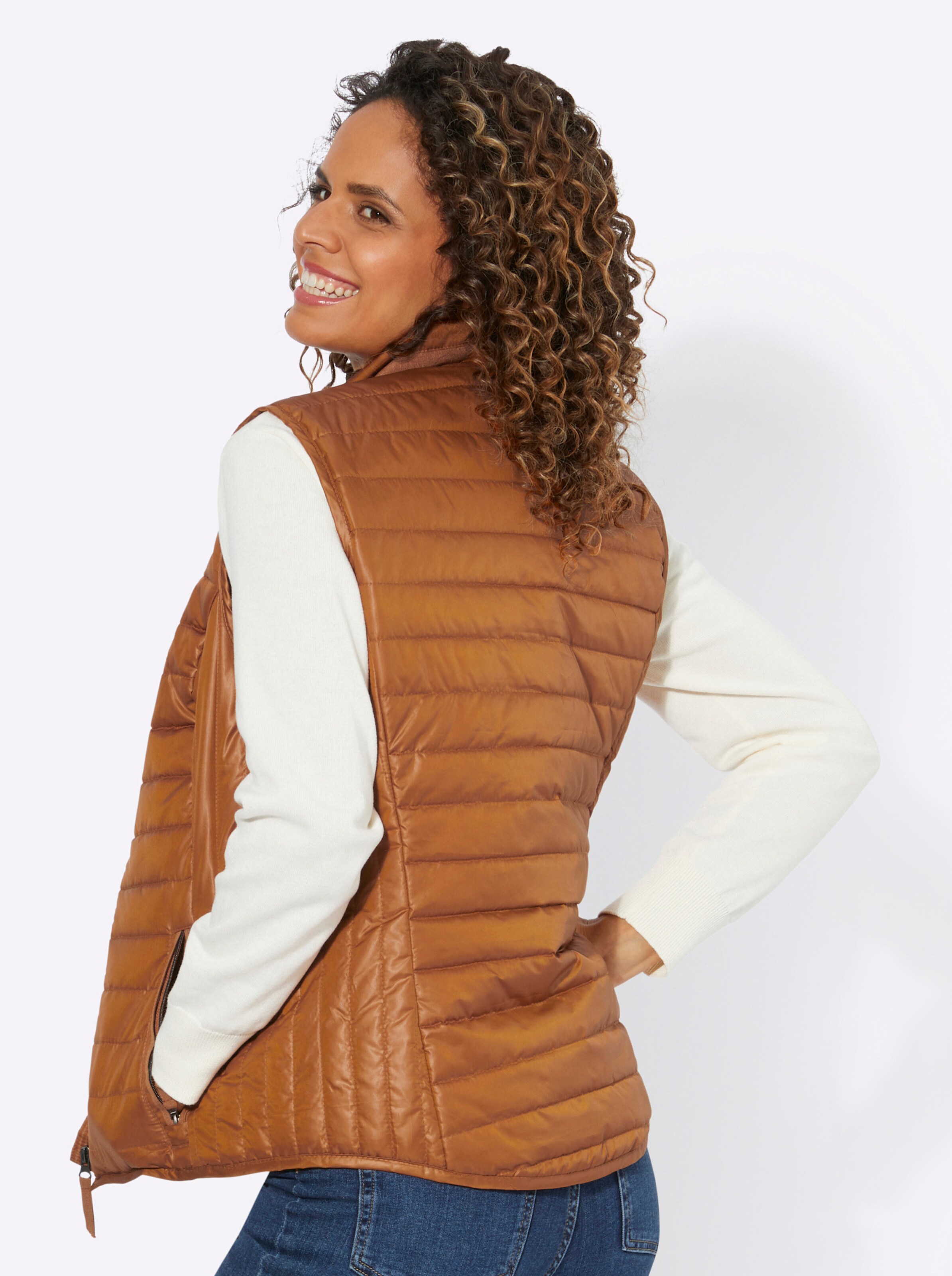 Steppweste in cognac