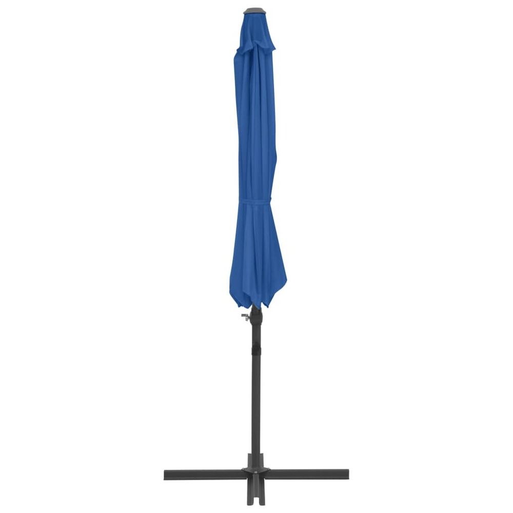 Parasol déporté avec mât en acier 300 cm bleu azuré