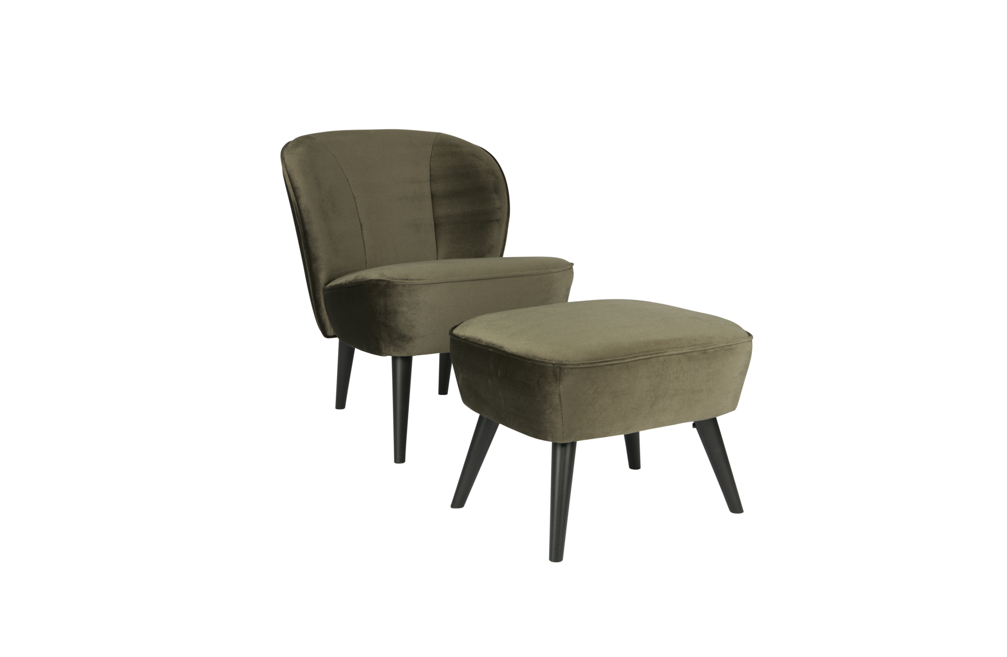 Hocker Sara op poten Sara hocker op poten Warm groen