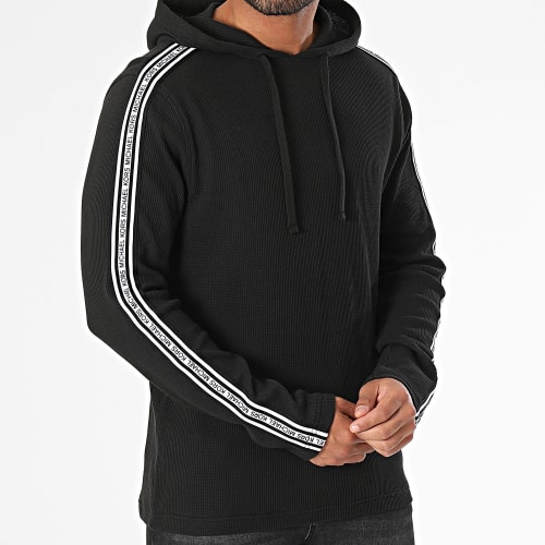 Tee Shirt Capuche Manches Longues A Bandes Fall 6F3SH13081 Noir