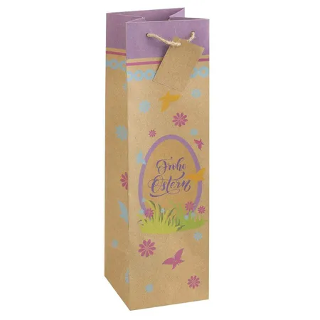 Idena Flaschentasche aus Kraftpapier Frohe Ostern, 35 x 10 x 10 cm