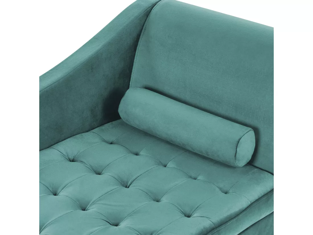 Chaise longue côté droit en velours bleu paon avec rangement PESSAC