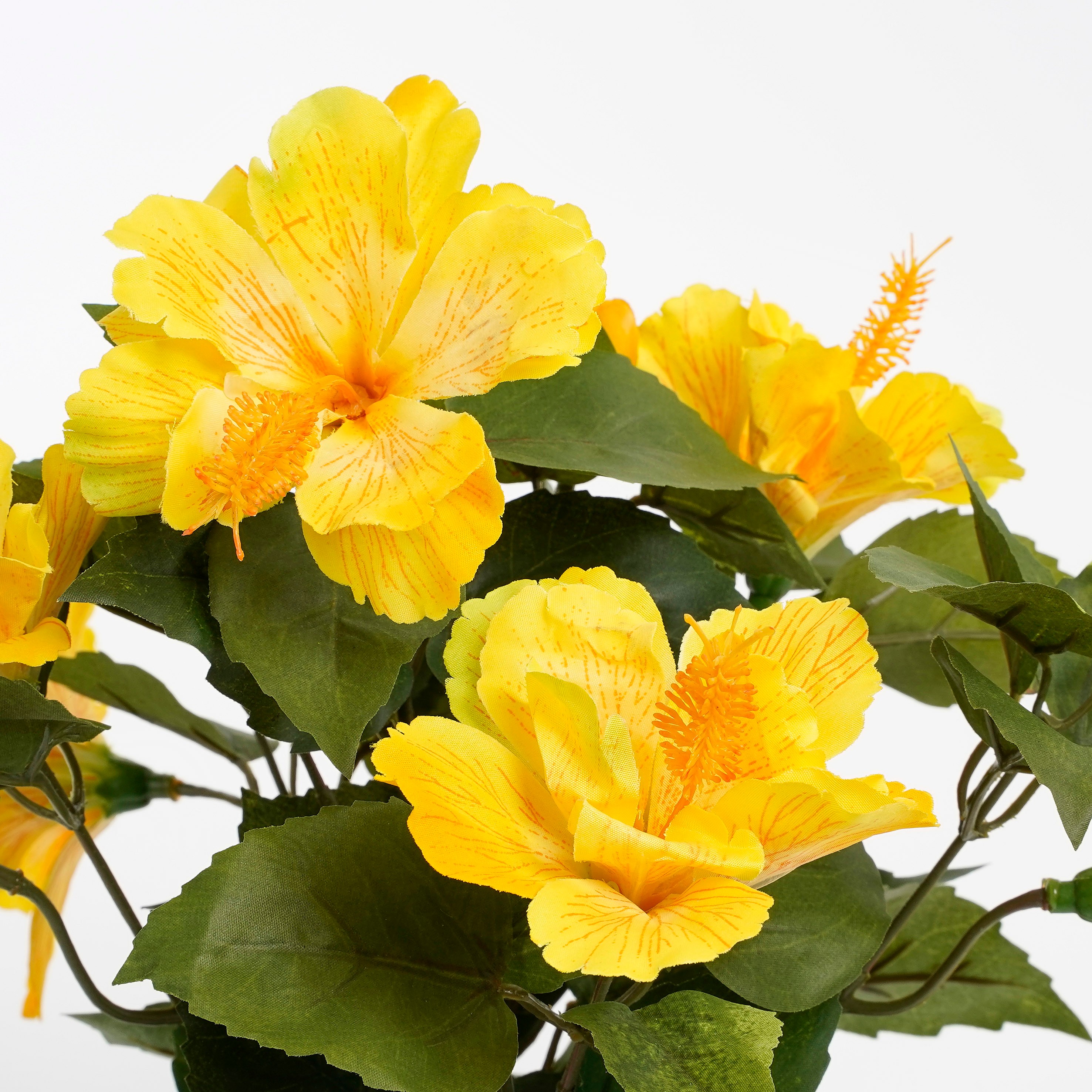 Mica decorations - hibiscus artificielle jaune en pot h40