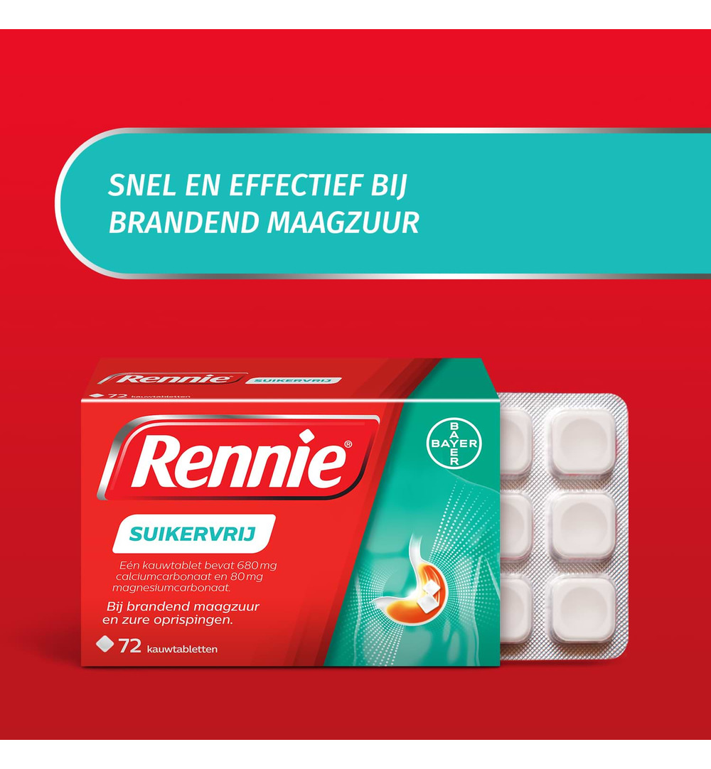 Rennie Suikervrij (72 tabletten)
