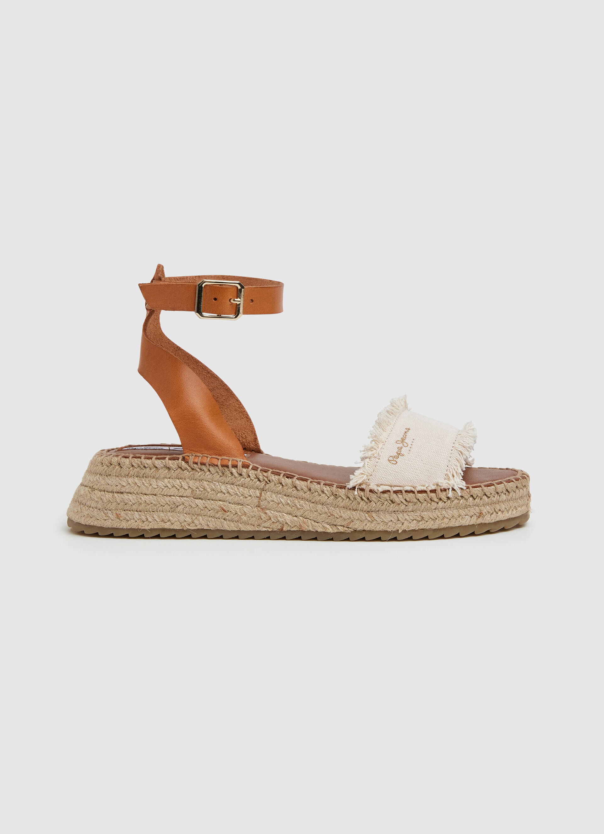 SANDALIAS CUÑA KATE FABRIC - off white