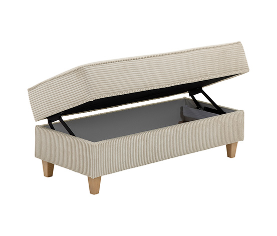 Aufklappbare Hockerbank mit Stauraum in Cordstoff,, beige