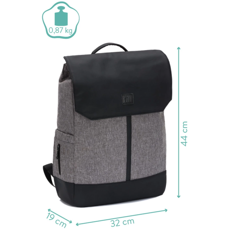Fillikid Wickelrucksack Osaka grau melange