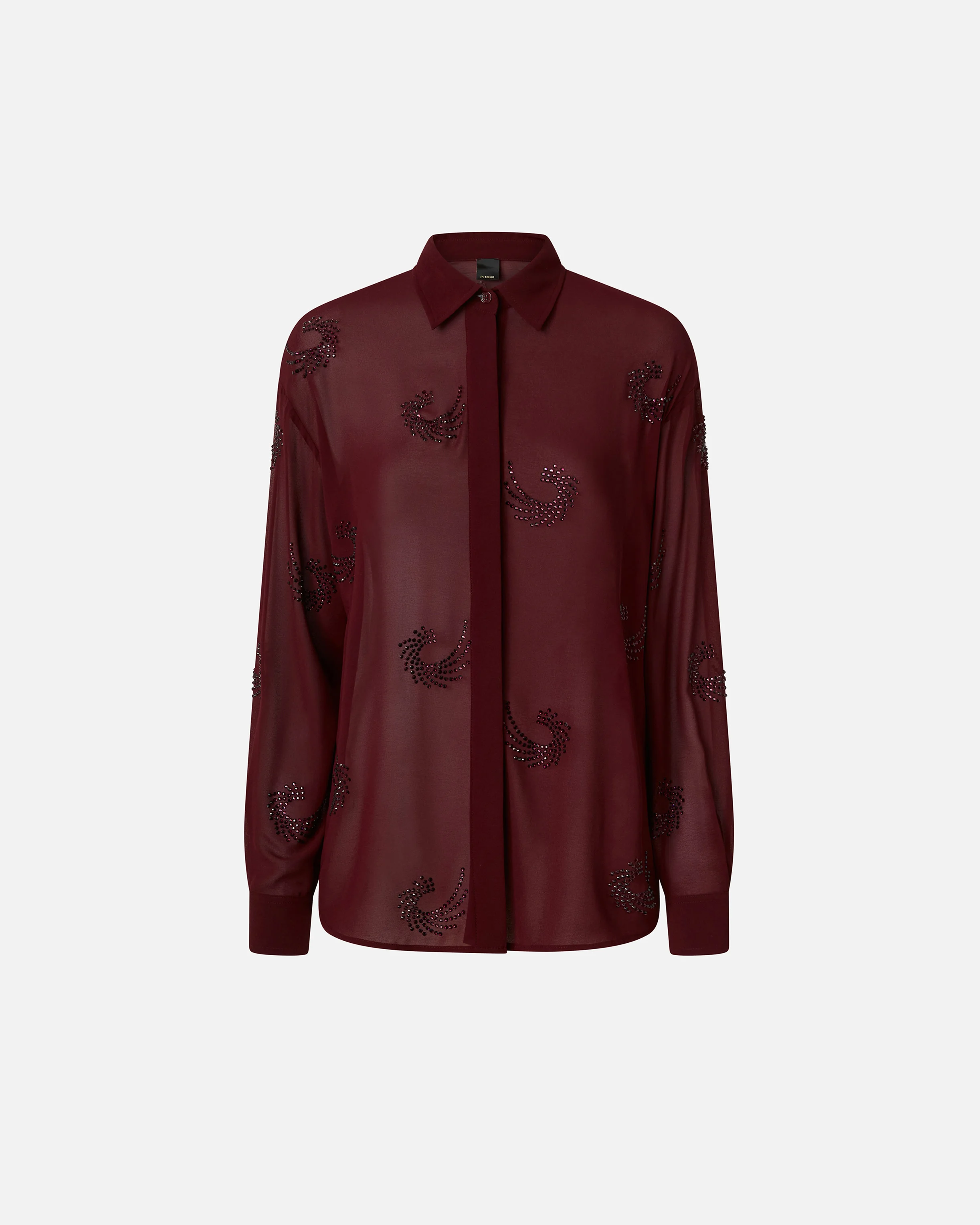 Chemise semi-transparente avec tourbillons de strass | Violet